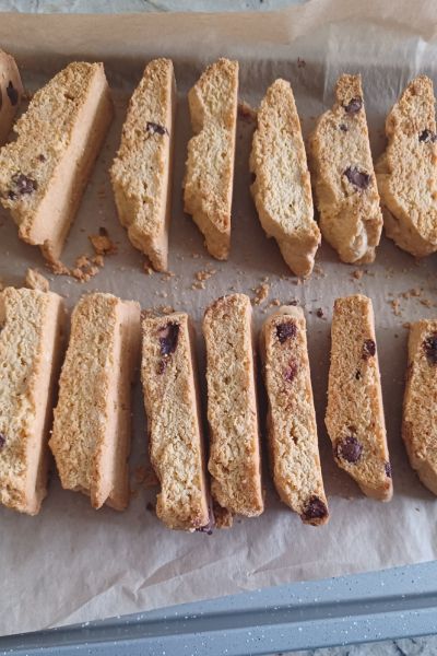 homemade biscotti that I made on a tray